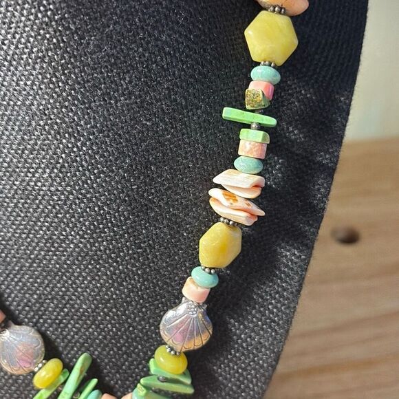 Necklace, Shell Necklace, Beach Colors, 18”-21” Adjustable, Handmade - Picture 3 of 10